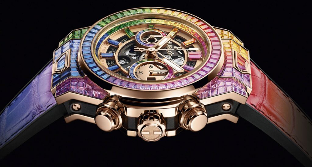 Hublot Big Bang Unico Full Baguette King Gold Rainbow Replica